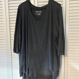 Latched Mama 3/4 Length Sleeve Dk Grey Nursing Top, 2X